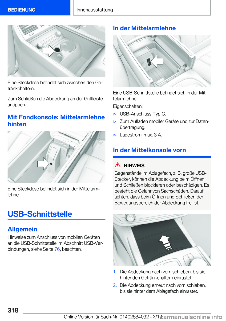 BMW 7 SERIES 2020  Betriebsanleitungen (in German) �E�i�n�e��S�t�e�c�k�d�o�s�e��b�e�f�i�n�d�e�t��s�i�c�h��z�w�i�s�c�h�e�n��d�e�n��G�ej
�t�r�