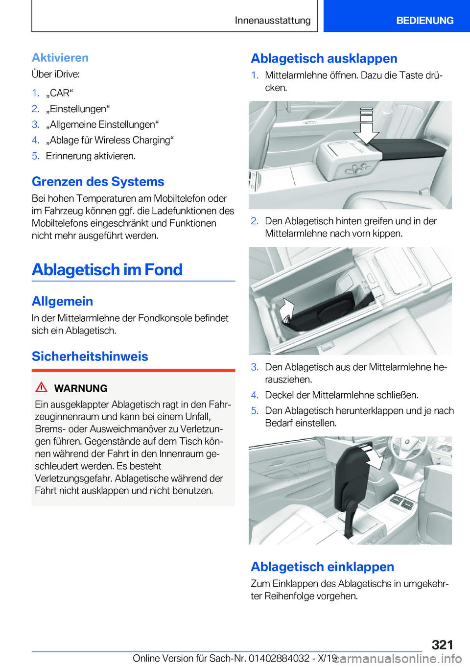 BMW 7 SERIES 2020  Betriebsanleitungen (in German) �A�k�t�i�v�i�e�r�e�n
�