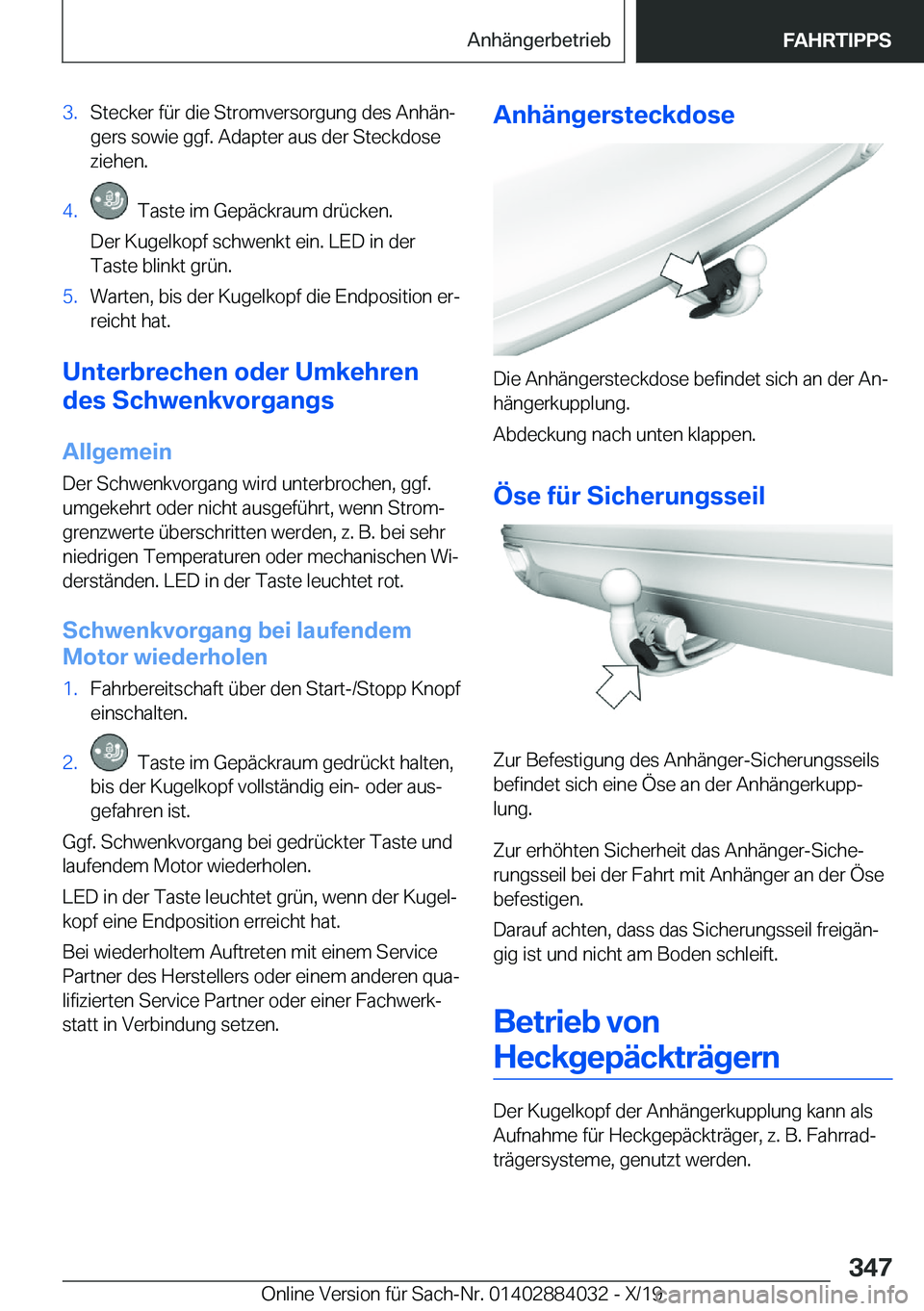 BMW 7 SERIES 2020  Betriebsanleitungen (in German) �3�.�S�t�e�c�k�e�r��f�