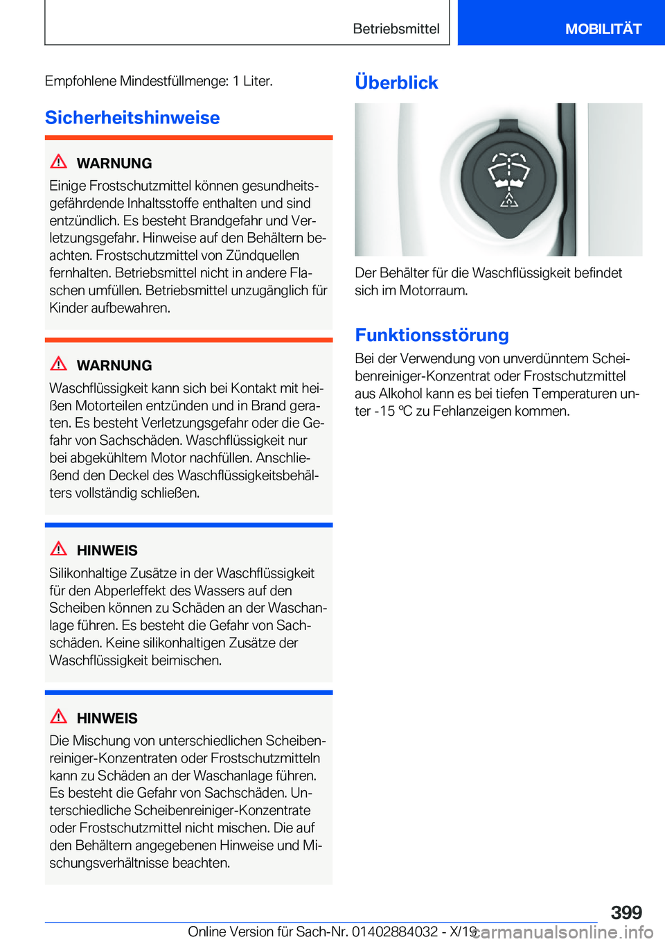 BMW 7 SERIES 2020  Betriebsanleitungen (in German) �E�m�p�f�o�h�l�e�n�e��M�i�n�d�e�s�t�f�