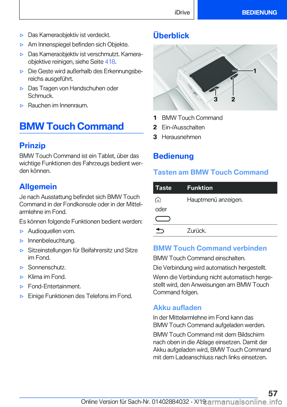 BMW 7 SERIES 2020  Betriebsanleitungen (in German) 'x�D�a�s��K�a�m�e�r�a�o�b�j�e�k�t�i�v��i�s�t��v�e�r�d�e�c�k�t�.'x�A�m��I�n�n�e�n�s�p�i�e�g�e�l��b�e�f�i�n�d�e�n��s�i�c�h��O�b�j�e�k�t�e�.'x�D�a�s��K�a�m�e�r�a�o�b�j�e�k�t�i�v��i�s
