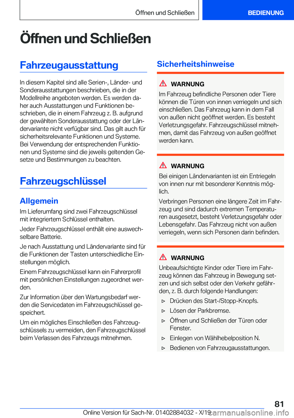 BMW 7 SERIES 2020  Betriebsanleitungen (in German) �