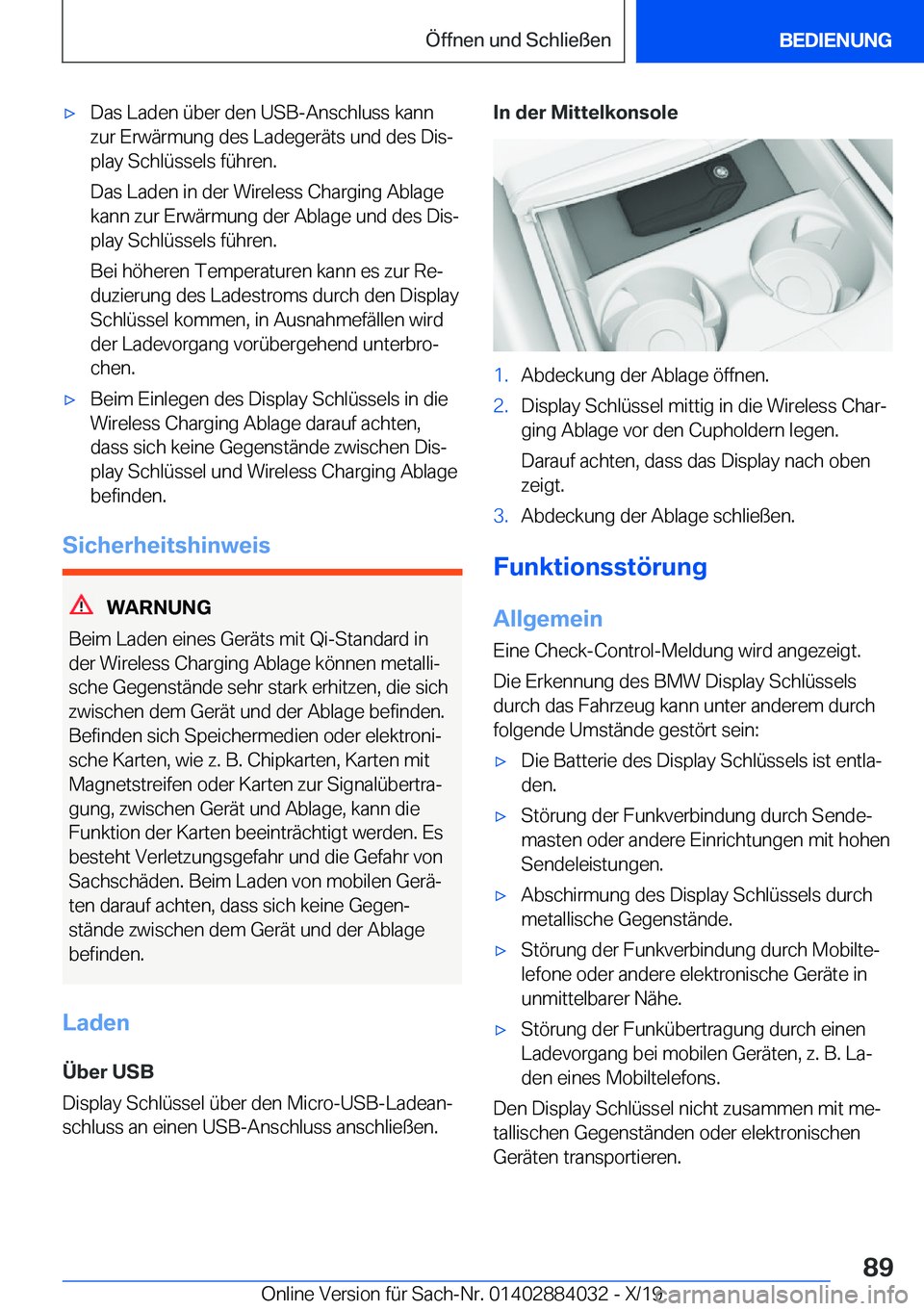 BMW 7 SERIES 2020  Betriebsanleitungen (in German) 'x�D�a�s��L�a�d�e�n��