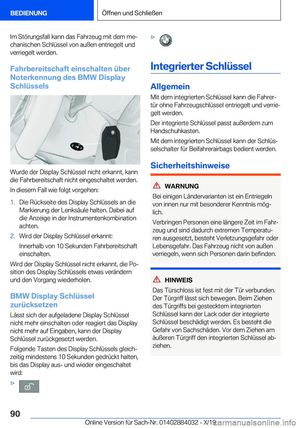 BMW 7 SERIES 2020  Betriebsanleitungen (in German) �I�m��S�t�