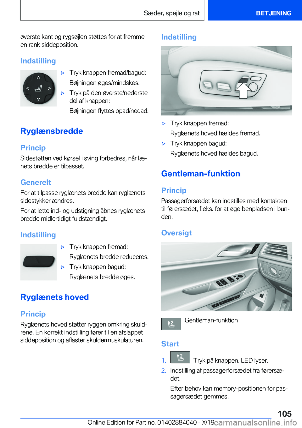 BMW 7 SERIES 2020  InstruktionsbØger (in Danish) �