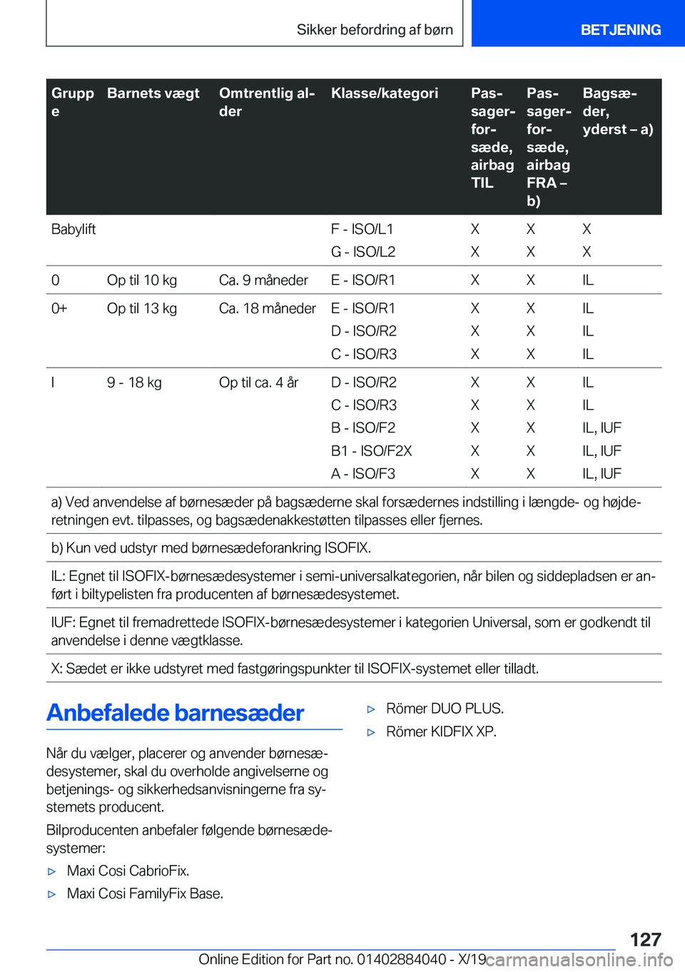 BMW 7 SERIES 2020  InstruktionsbØger (in Danish) �G�r�u�p�p
�e�B�a�r�n�e�t�s��v�æ�g�t�O�m�t�r�e�n�t�l�i�g��a�lj
�d�e�r�K�l�a�s�s�e�/�k�a�t�e�g�o�r�i�P�a�sj
�s�a�g�e�rj
�f�o�rj
�s�æ�d�e�,
�a�i�r�b�a�g
�T�I�L�P�a�sj
�s�a�g�e�rj
�f�o�rj
�s�