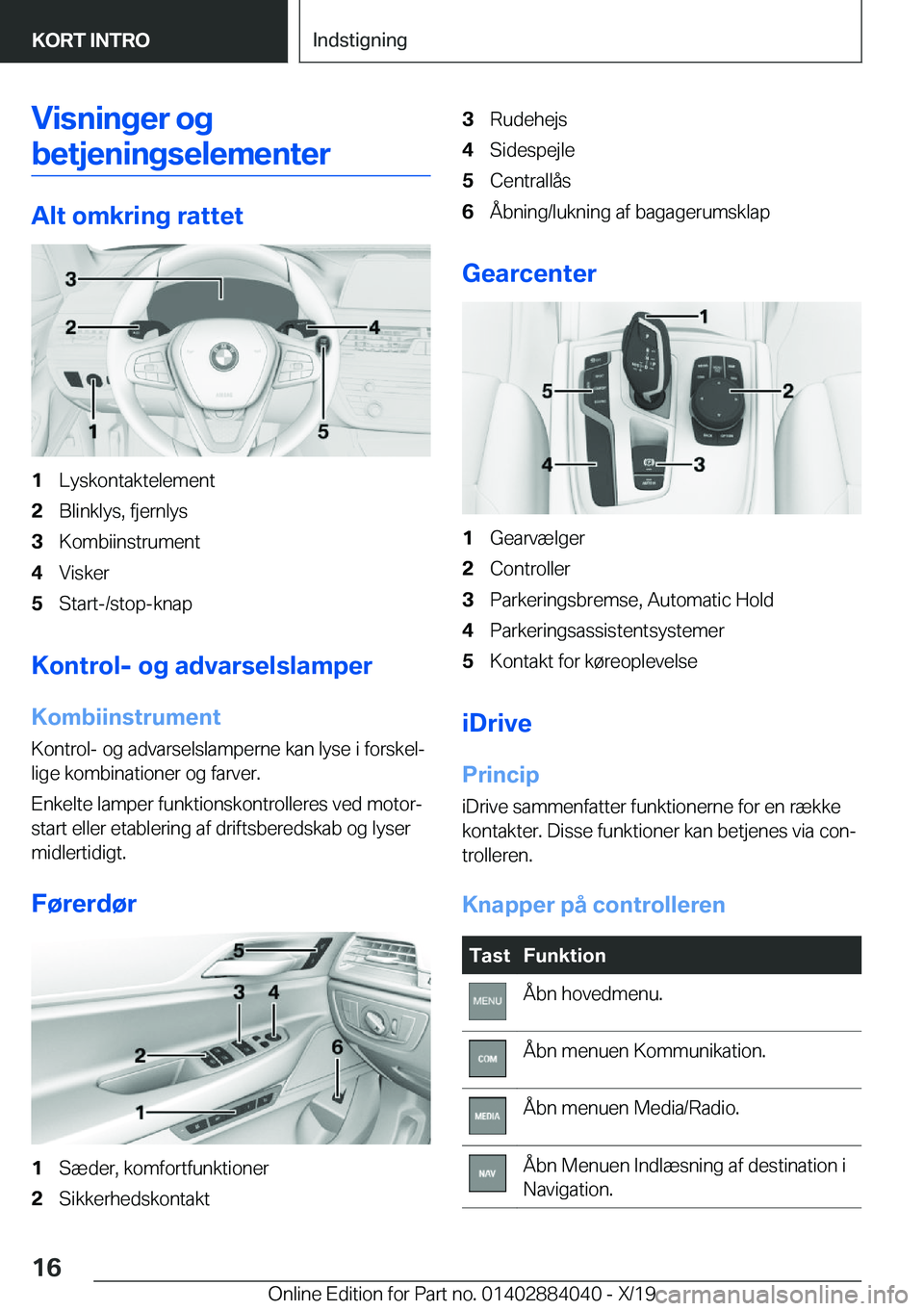 BMW 7 SERIES 2020  InstruktionsbØger (in Danish) �V�i�s�n�i�n�g�e�r��o�g
�b�e�t�j�e�n�i�n�g�s�e�l�e�m�e�n�t�e�r
�A�l�t��o�m�k�r�i�n�g��r�a�t�t�e�t
�1�L�y�s�k�o�n�t�a�k�t�e�l�e�m�e�n�t�2�B�l�i�n�k�l�y�s�,��f�j�e�r�n�l�y�s�3�K�o�m�b�i�i�n�s�t�r�u�