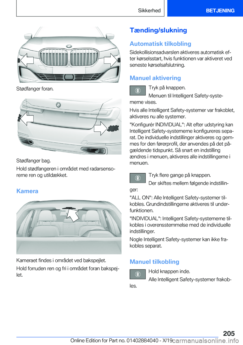 BMW 7 SERIES 2020  InstruktionsbØger (in Danish) �S�t�