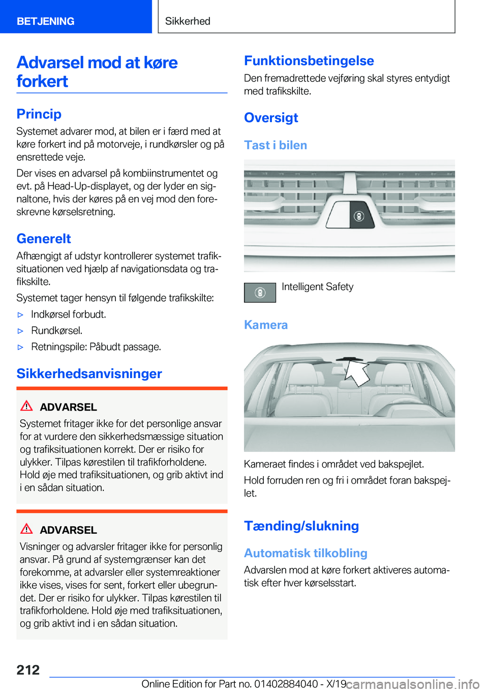 BMW 7 SERIES 2020  InstruktionsbØger (in Danish) �A�d�v�a�r�s�e�l��m�o�d��a�t��k�