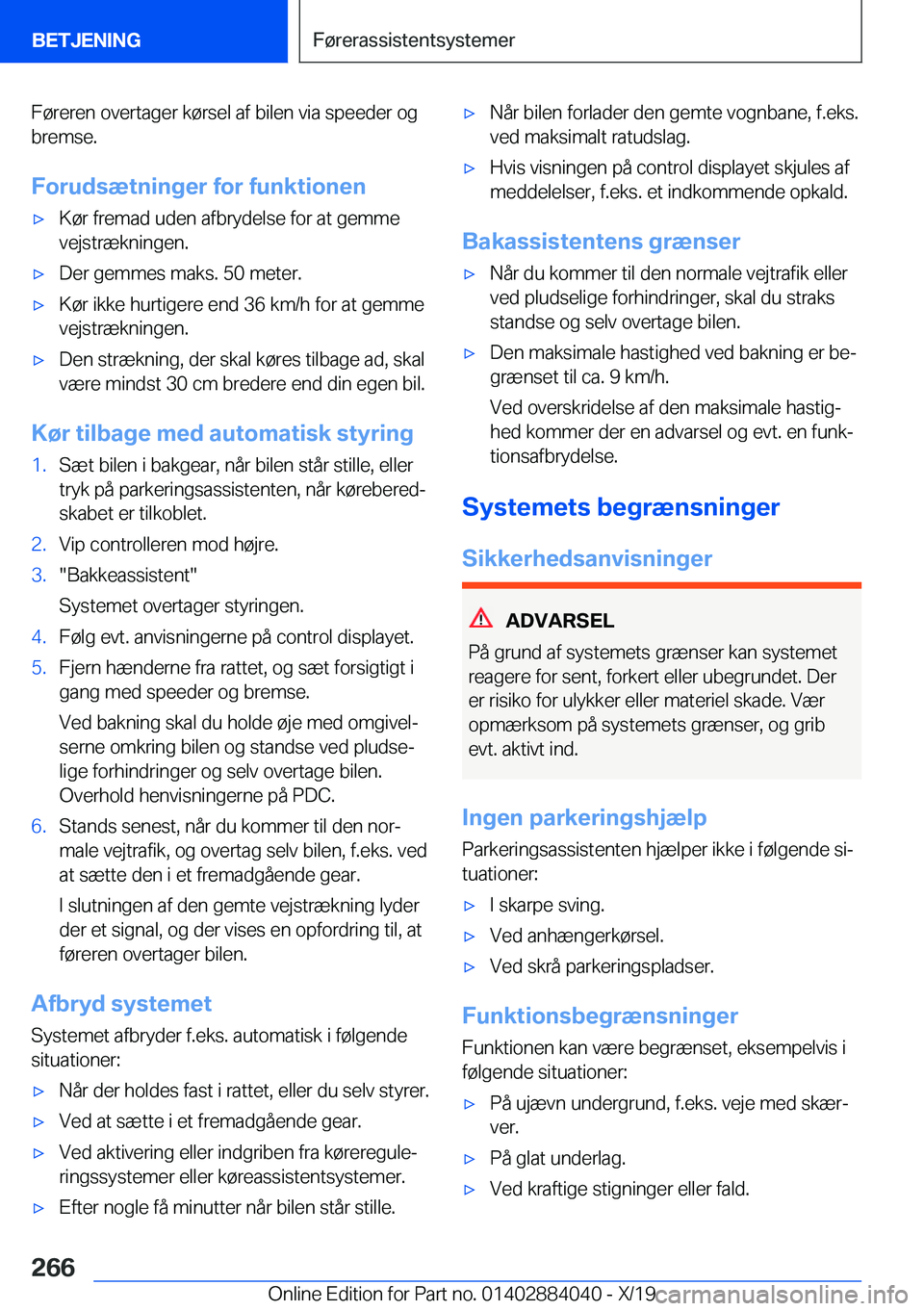 BMW 7 SERIES 2020  InstruktionsbØger (in Danish) �F�