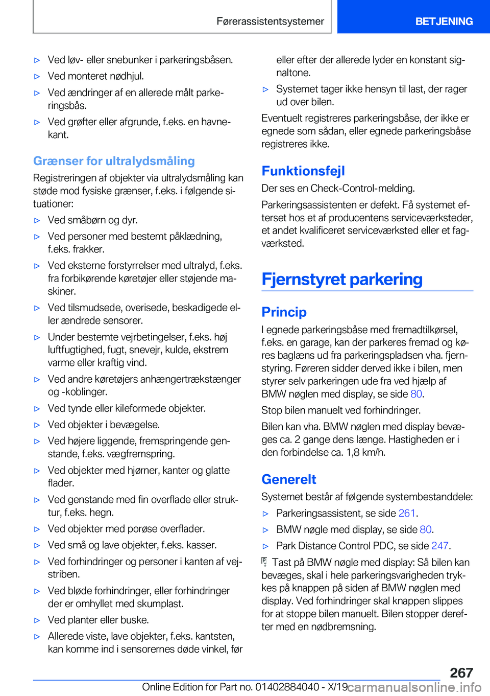 BMW 7 SERIES 2020  InstruktionsbØger (in Danish) 'x�V�e�d��l�