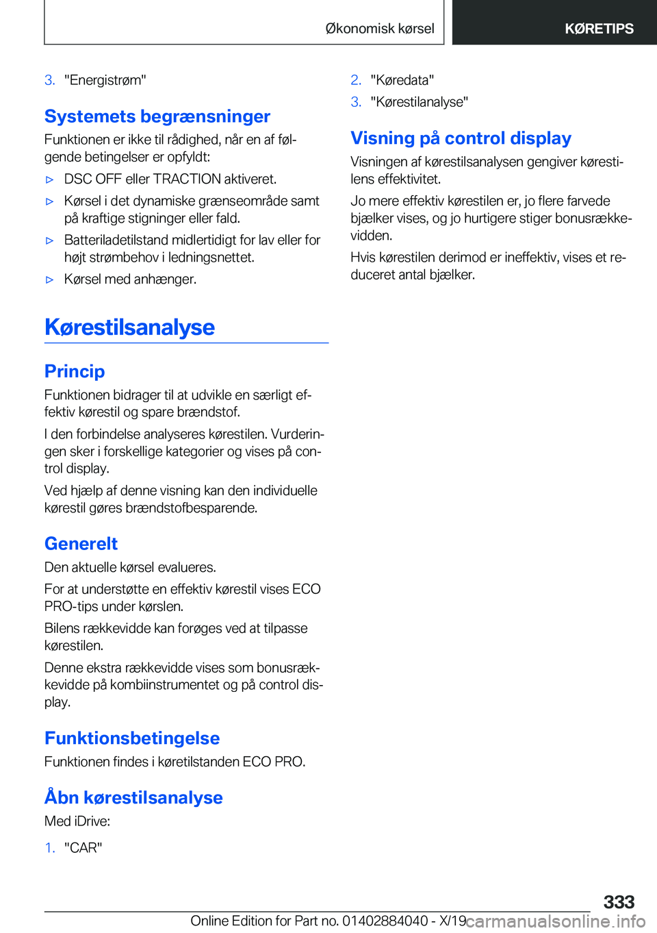 BMW 7 SERIES 2020  InstruktionsbØger (in Danish) �3�.��E�n�e�r�g�i�s�t�r�