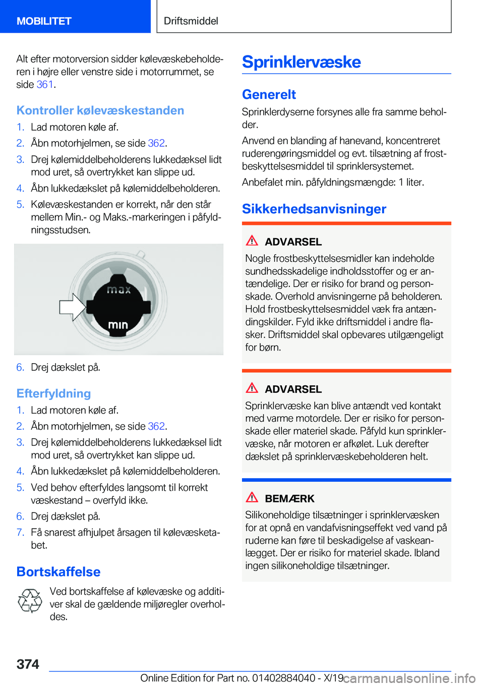 BMW 7 SERIES 2020  InstruktionsbØger (in Danish) �A�l�t��e�f�t�e�r��m�o�t�o�r�v�e�r�s�i�o�n��s�i�d�d�e�r��k�