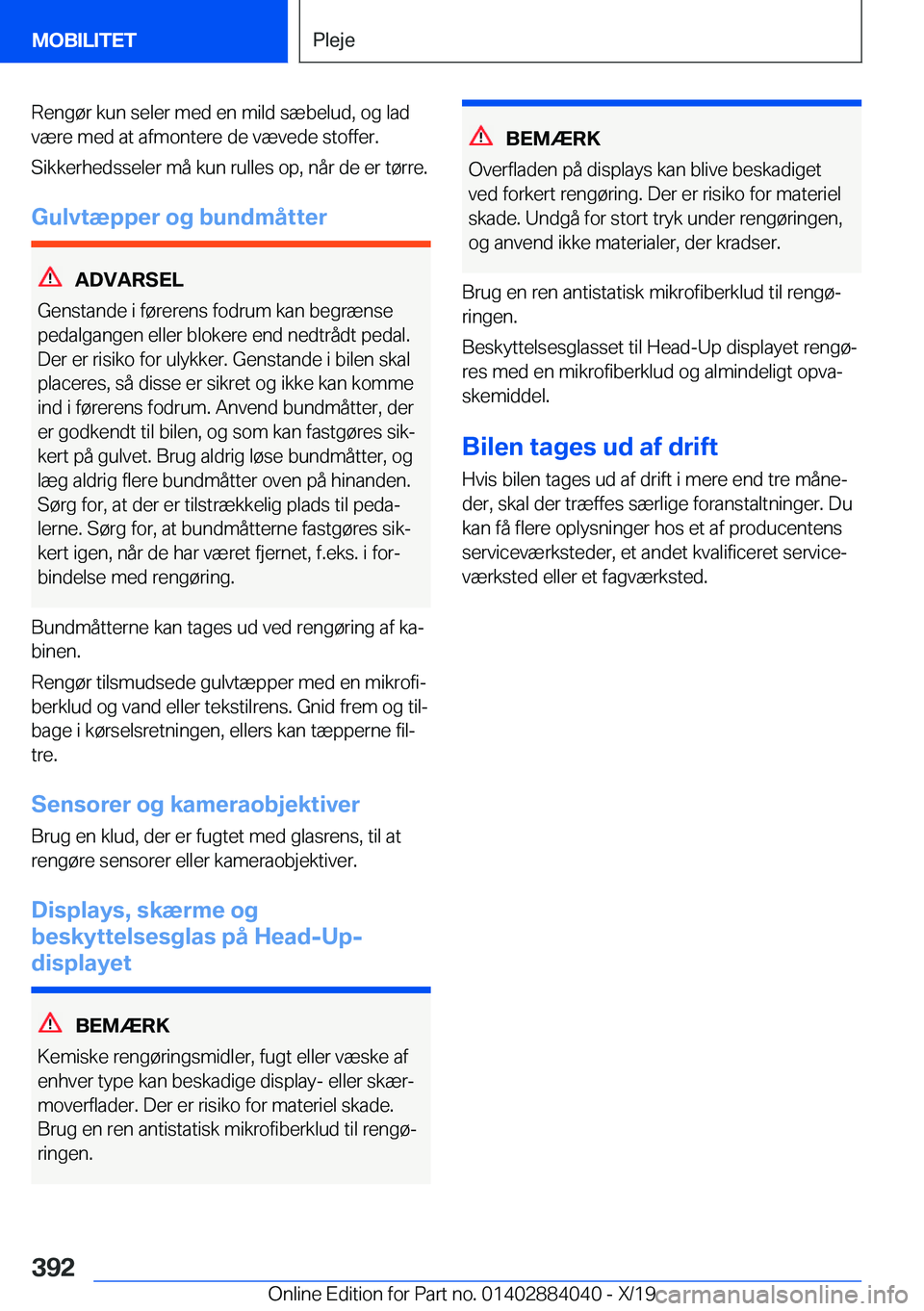 BMW 7 SERIES 2020  InstruktionsbØger (in Danish) �R�e�n�g�
