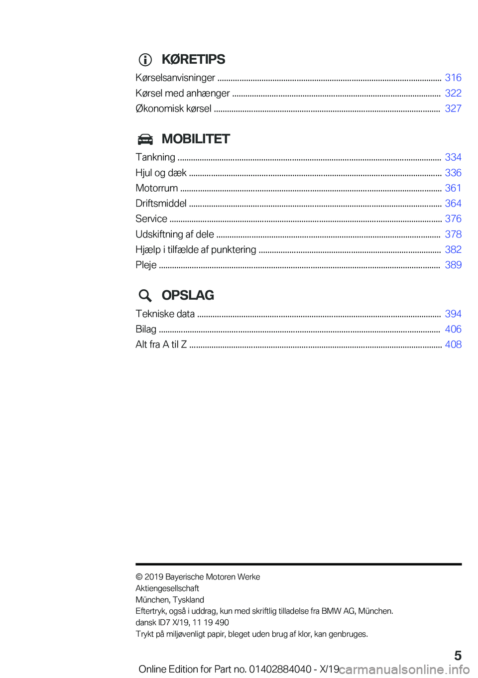 BMW 7 SERIES 2020  InstruktionsbØger (in Danish) �K�