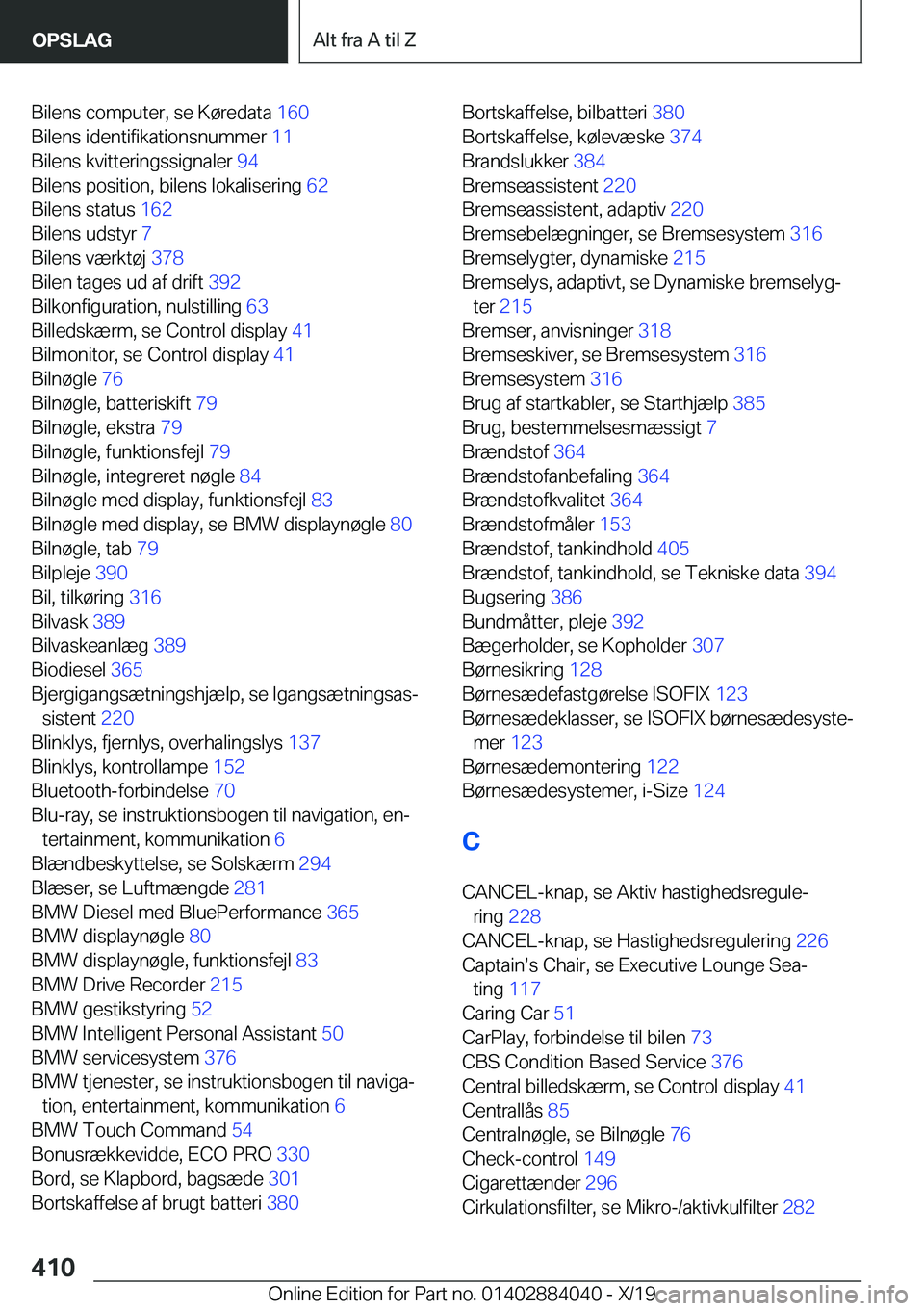 BMW 7 SERIES 2020  InstruktionsbØger (in Danish) �B�i�l�e�n�s��c�o�m�p�u�t�e�r�,��s�e��K�