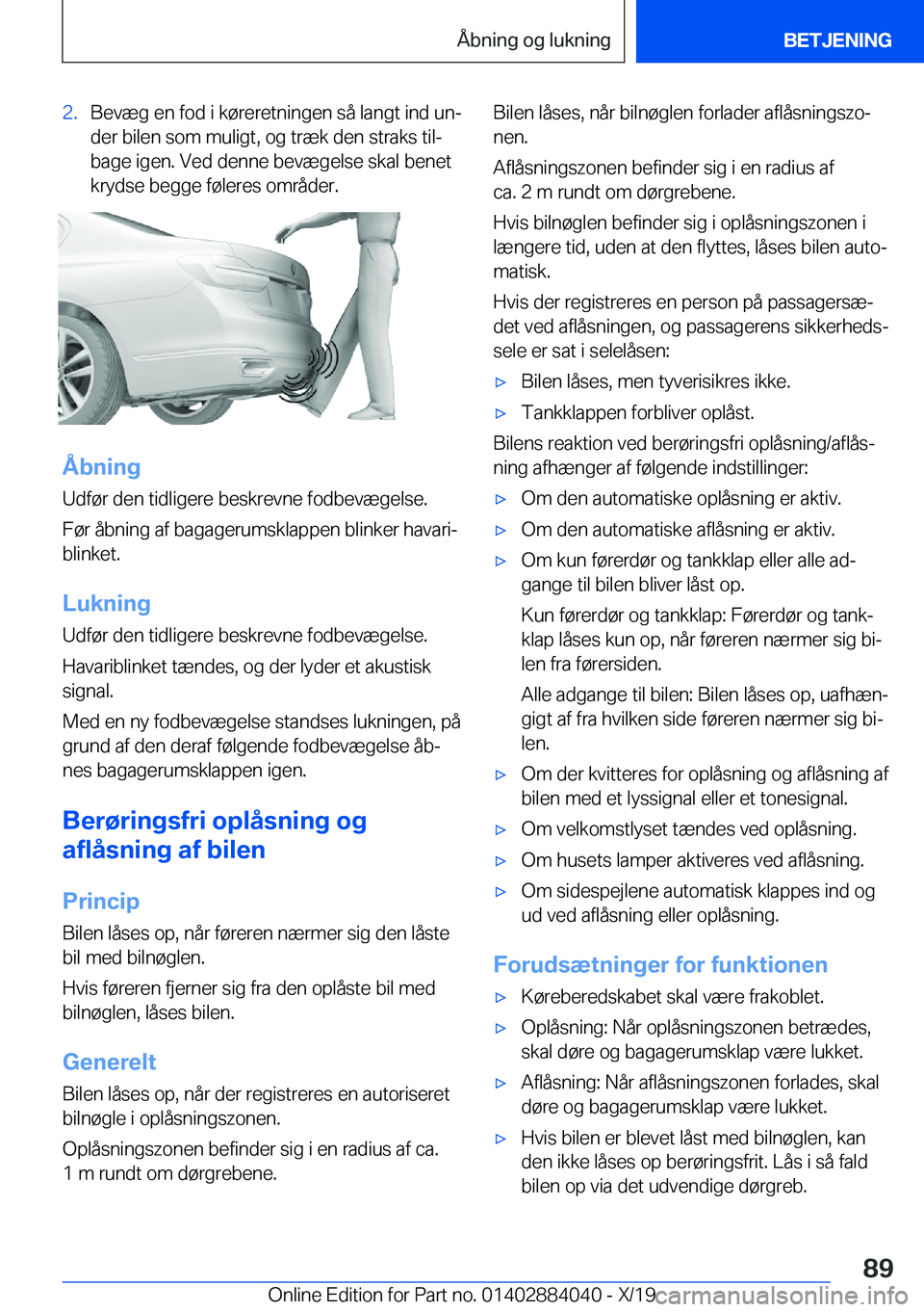 BMW 7 SERIES 2020  InstruktionsbØger (in Danish) �2�.�B�e�v�æ�g��e�n��f�o�d��i��k�