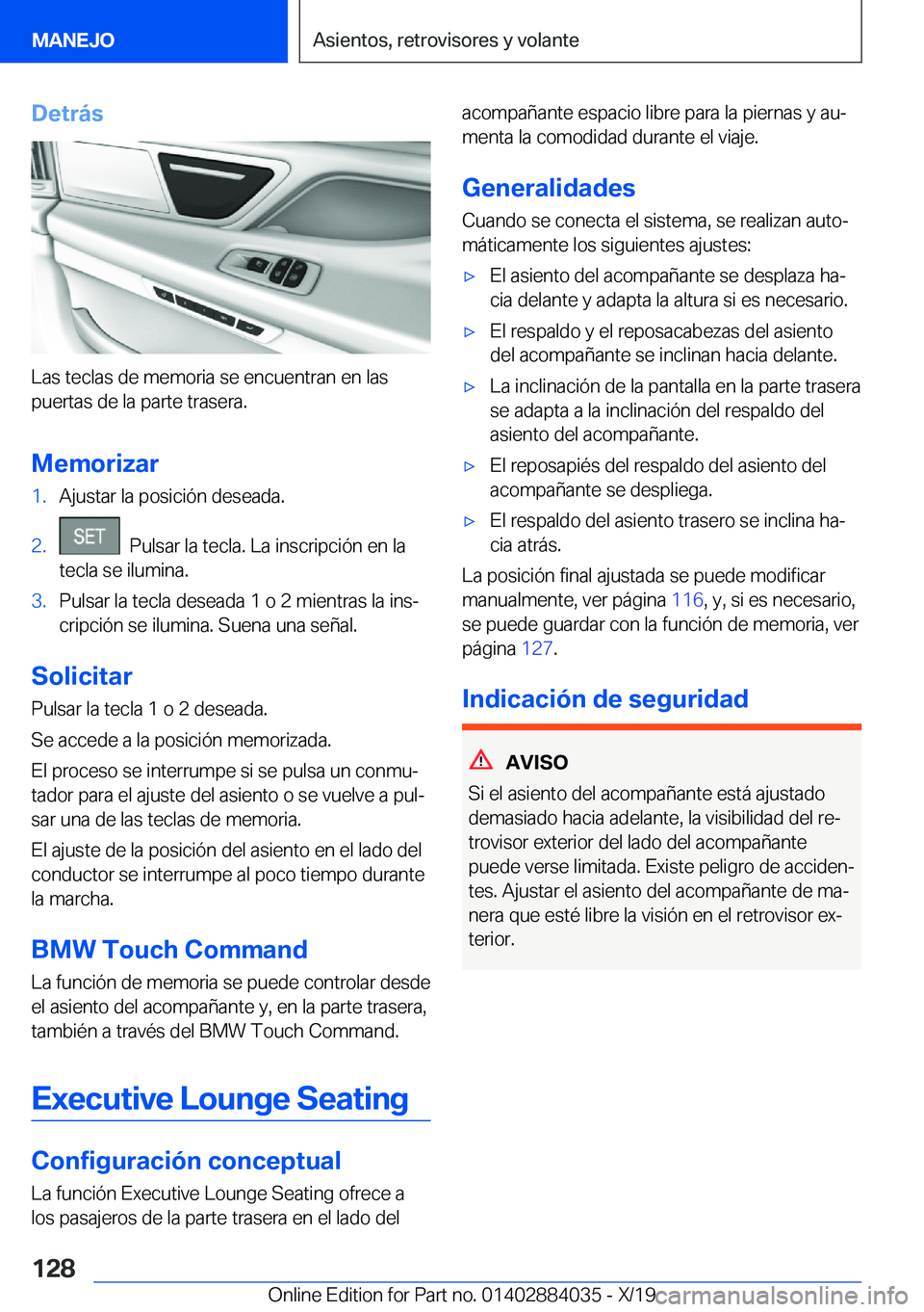 BMW 7 SERIES 2020  Manuales de Empleo (in Spanish) �D�e�t�r�