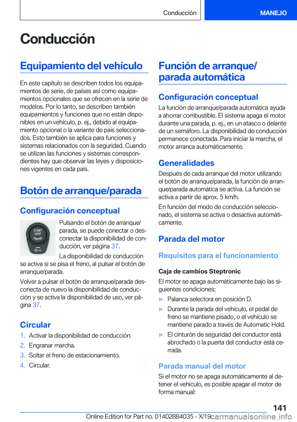 BMW 7 SERIES 2020  Manuales de Empleo (in Spanish) �C�o�n�d�u�c�c�i�