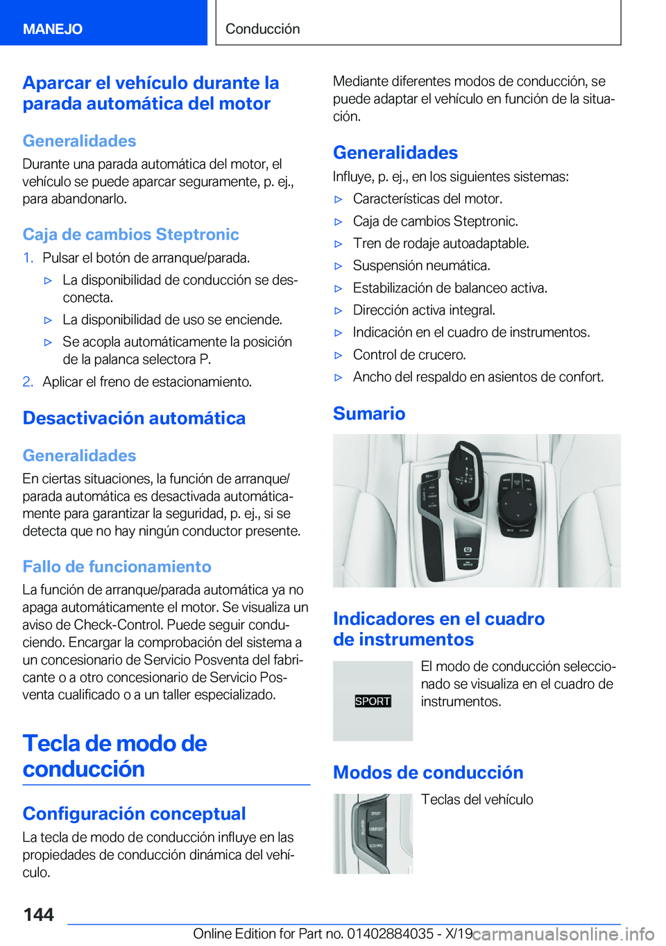 BMW 7 SERIES 2020  Manuales de Empleo (in Spanish) �A�p�a�r�c�a�r��e�l��v�e�h�