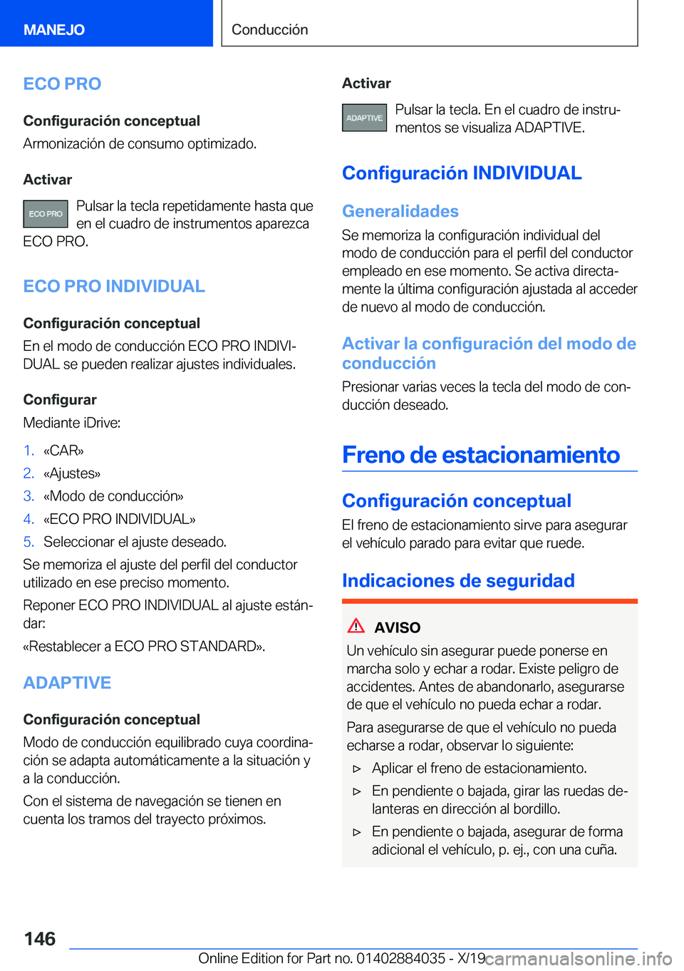 BMW 7 SERIES 2020  Manuales de Empleo (in Spanish) �E�C�O��P�R�O�C�o�n�f�i�g�u�r�a�c�i�