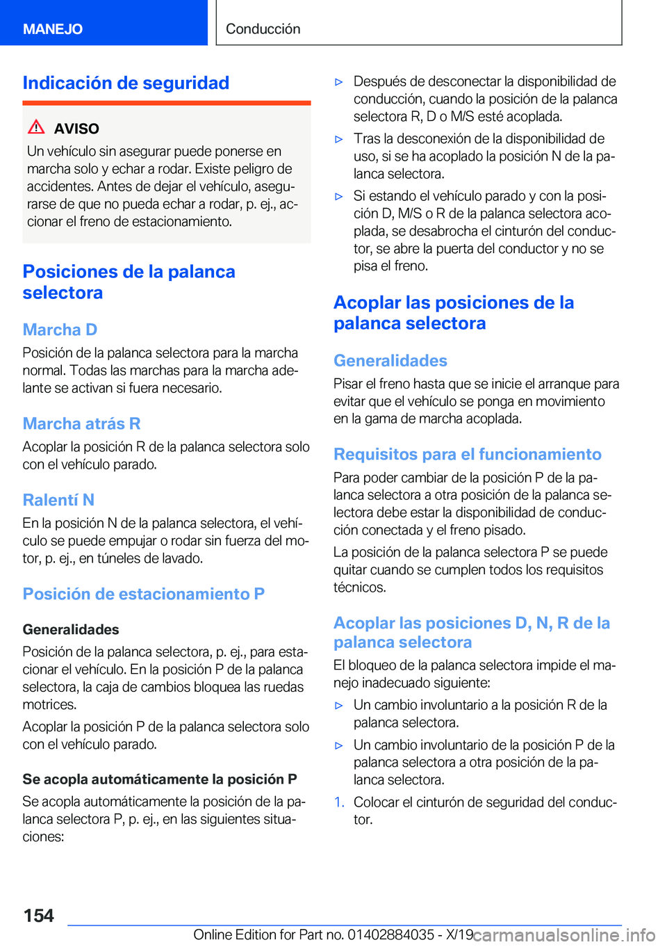 BMW 7 SERIES 2020  Manuales de Empleo (in Spanish) �I�n�d�i�c�a�c�i�