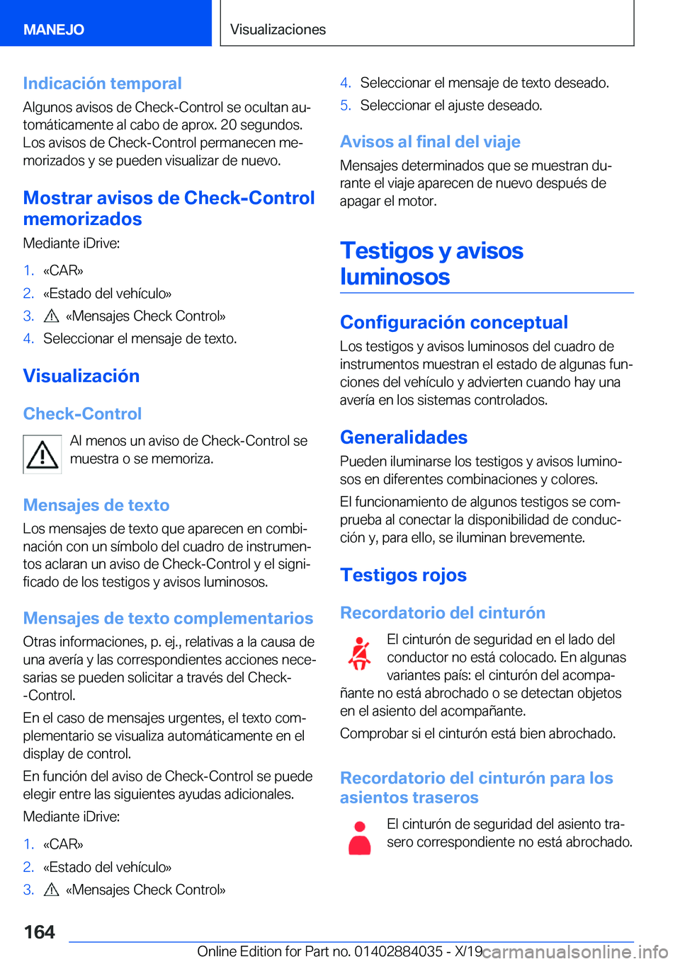 BMW 7 SERIES 2020  Manuales de Empleo (in Spanish) �I�n�d�i�c�a�c�i�