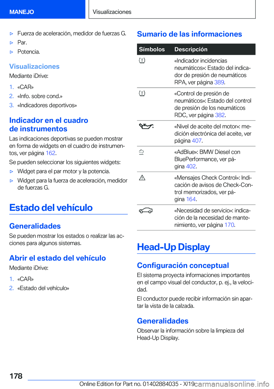 BMW 7 SERIES 2020  Manuales de Empleo (in Spanish) x�F�u�e�r�z�a��d�e��a�c�e�l�e�r�a�c�i�