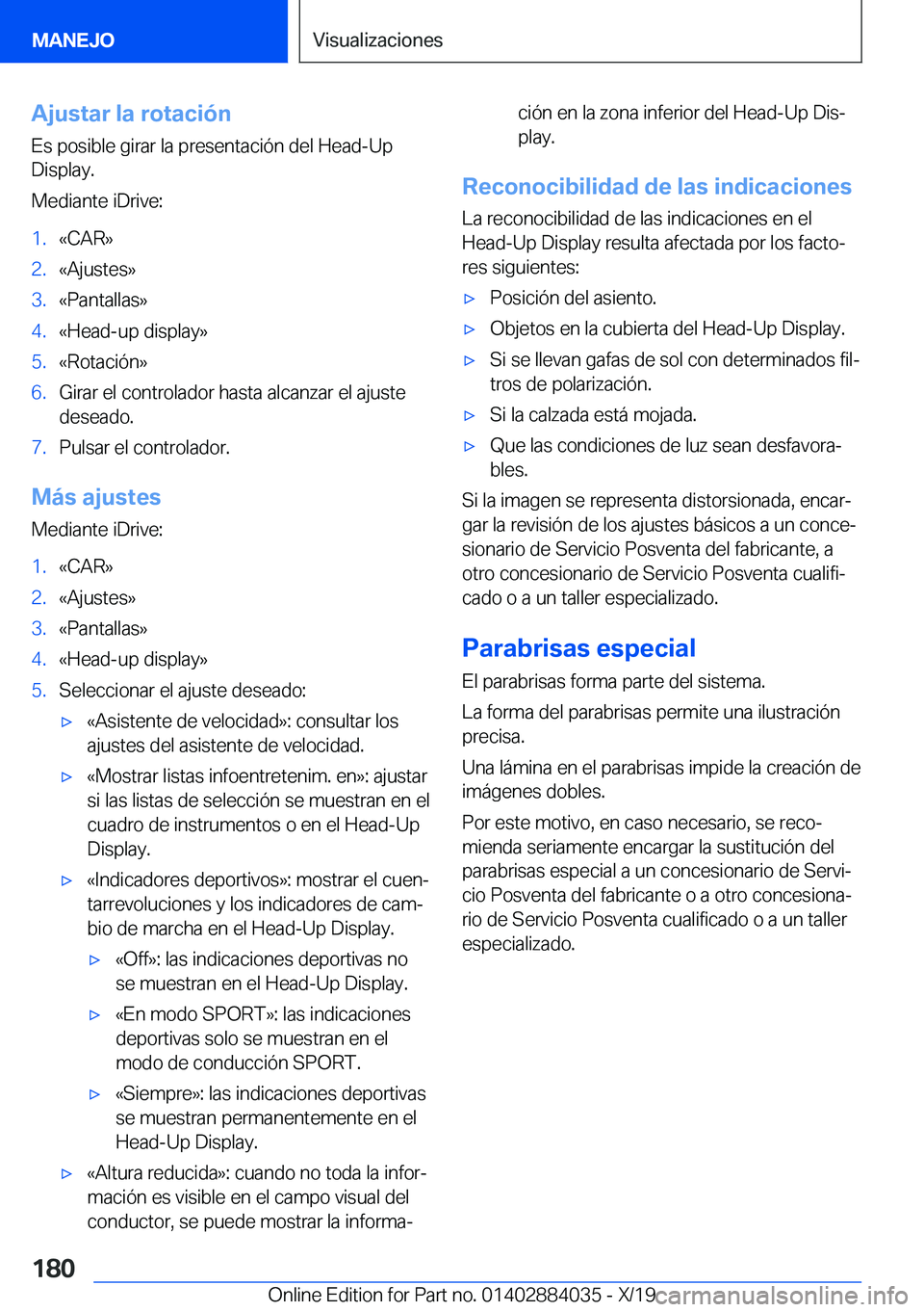 BMW 7 SERIES 2020  Manuales de Empleo (in Spanish) �A�j�u�s�t�a�r��l�a��r�o�t�a�c�i�