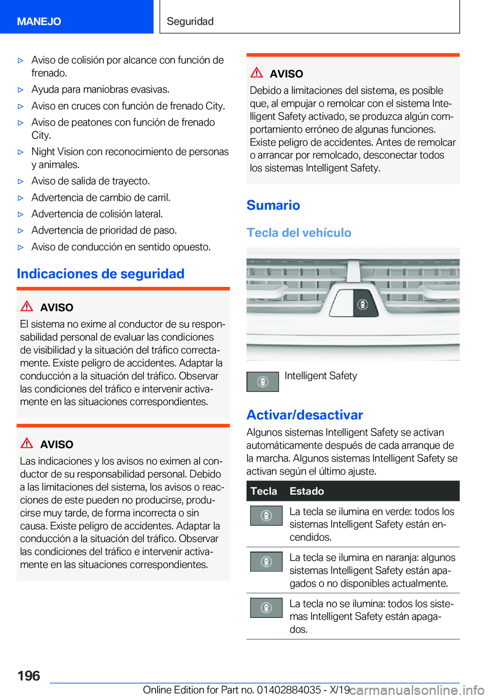 BMW 7 SERIES 2020  Manuales de Empleo (in Spanish) x�A�v�i�s�o��d�e��c�o�l�i�s�i�
