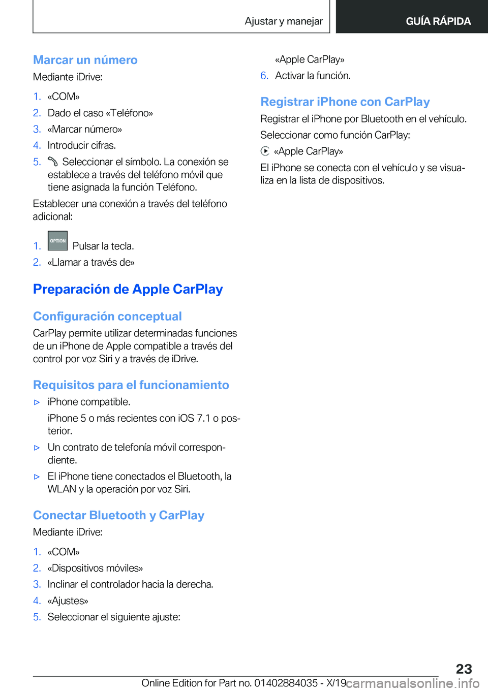 BMW 7 SERIES 2020  Manuales de Empleo (in Spanish) �M�a�r�c�a�r��u�n��n�