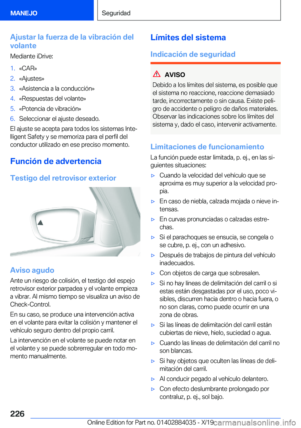 BMW 7 SERIES 2020  Manuales de Empleo (in Spanish) �A�j�u�s�t�a�r��l�a��f�u�e�r�z�a��d�e��l�a��v�i�b�r�a�c�i�