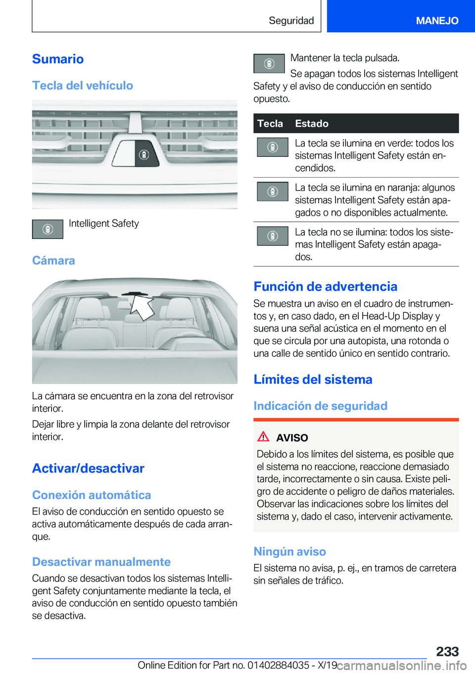 BMW 7 SERIES 2020  Manuales de Empleo (in Spanish) �S�u�m�a�r�i�o�T�e�c�l�a��d�e�l��v�e�h�