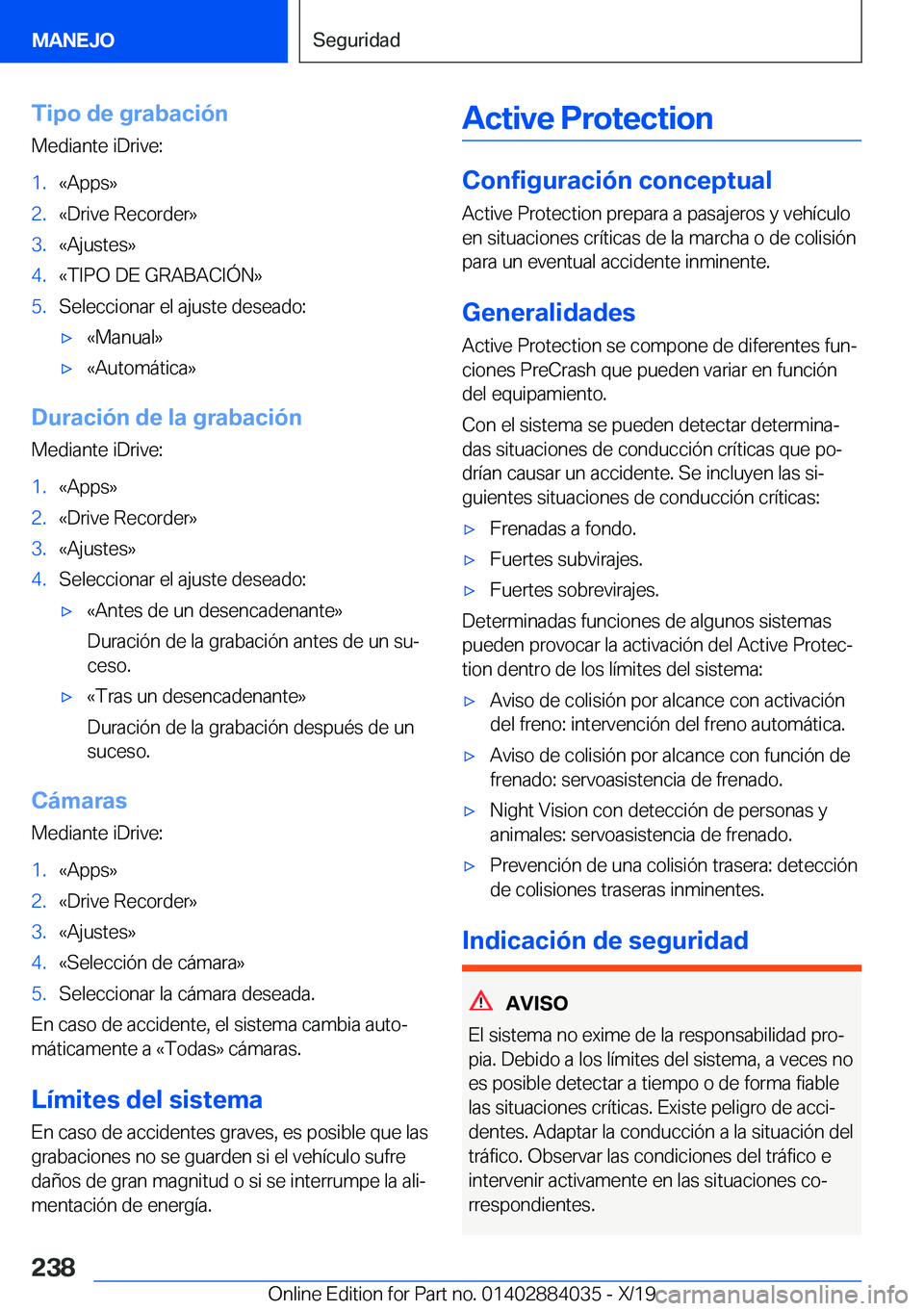 BMW 7 SERIES 2020  Manuales de Empleo (in Spanish) �T�i�p�o��d�e��g�r�a�b�a�c�i�