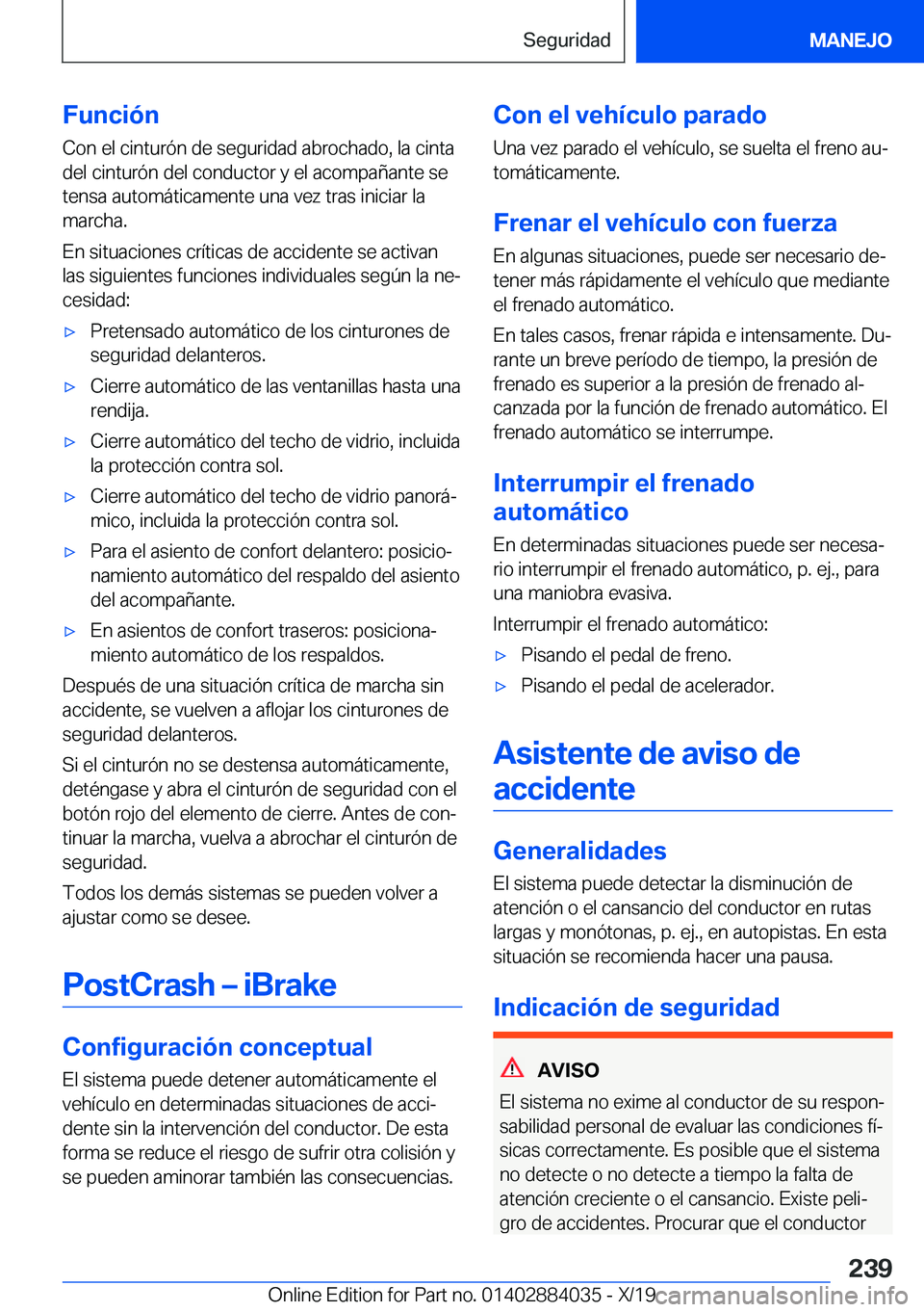 BMW 7 SERIES 2020  Manuales de Empleo (in Spanish) �F�u�n�c�i�