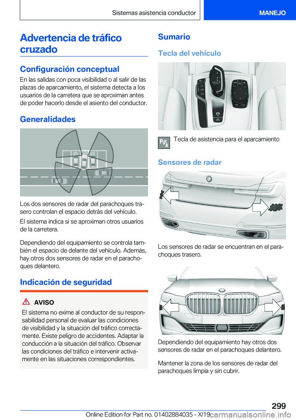BMW 7 SERIES 2020  Manuales de Empleo (in Spanish) �A�d�v�e�r�t�e�n�c�i�a��d�e��t�r�