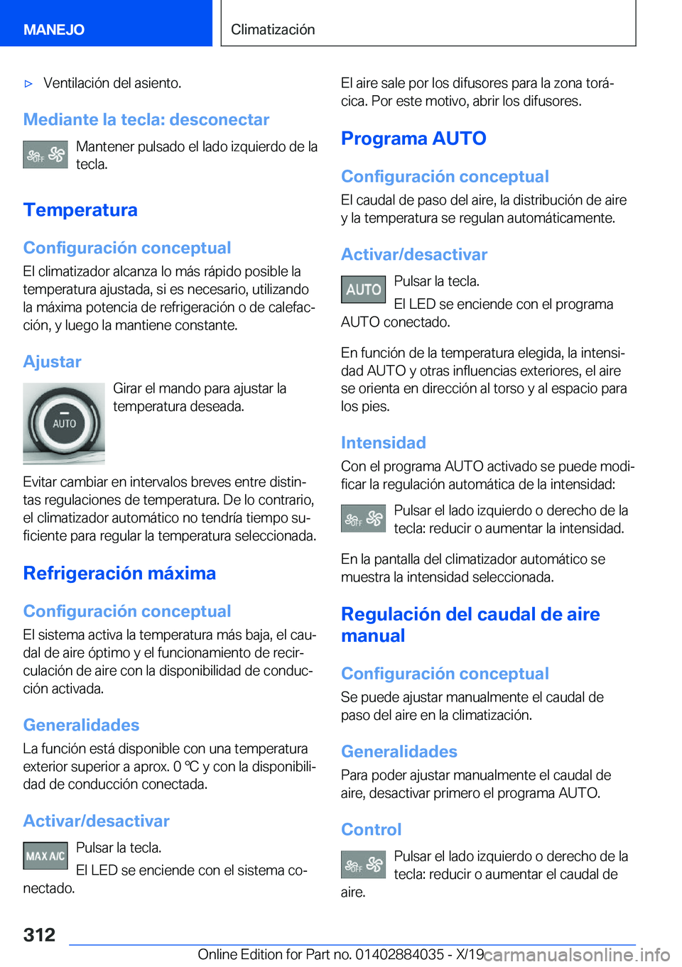 BMW 7 SERIES 2020  Manuales de Empleo (in Spanish) x�V�e�n�t�i�l�a�c�i�