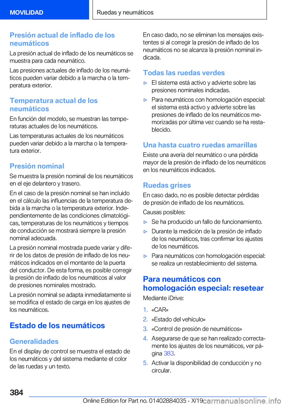 BMW 7 SERIES 2020  Manuales de Empleo (in Spanish) �P�r�e�s�i�