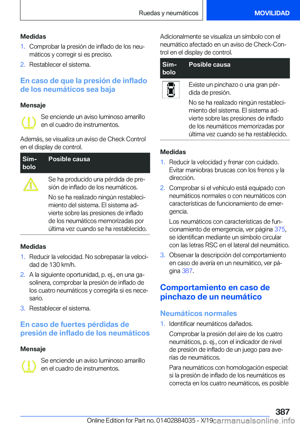 BMW 7 SERIES 2020  Manuales de Empleo (in Spanish) �M�e�d�i�d�a�s�1�.�C�o�m�p�r�o�b�a�r��l�a��p�r�e�s�i�