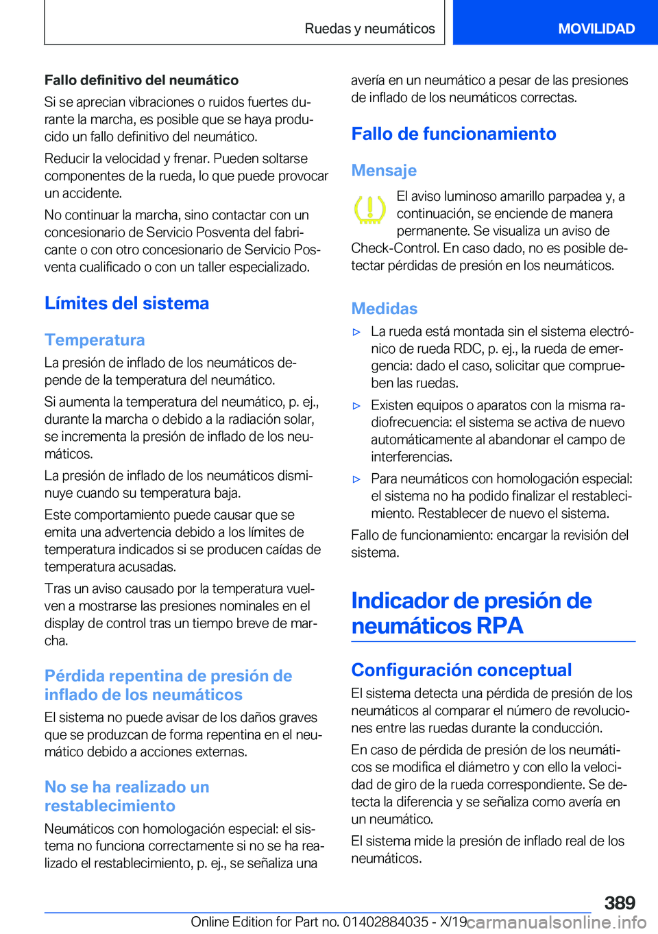 BMW 7 SERIES 2020  Manuales de Empleo (in Spanish) �F�a�l�l�o��d�e�f�i�n�i�t�i�v�o��d�e�l��n�e�u�m�