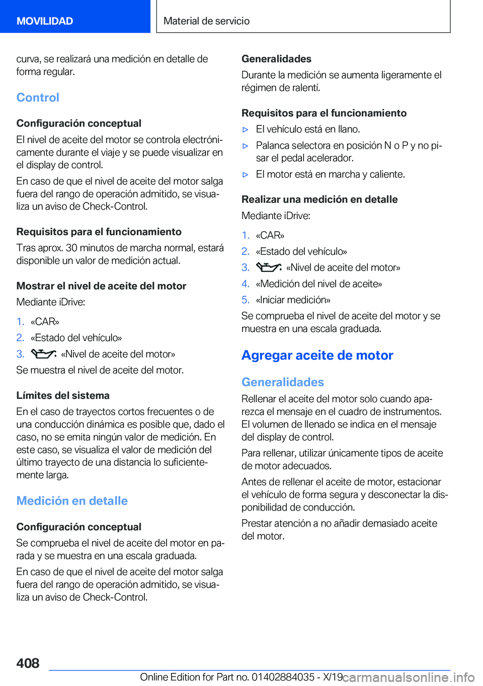 BMW 7 SERIES 2020  Manuales de Empleo (in Spanish) �c�u�r�v�a�,��s�e��r�e�a�l�i�z�a�r�