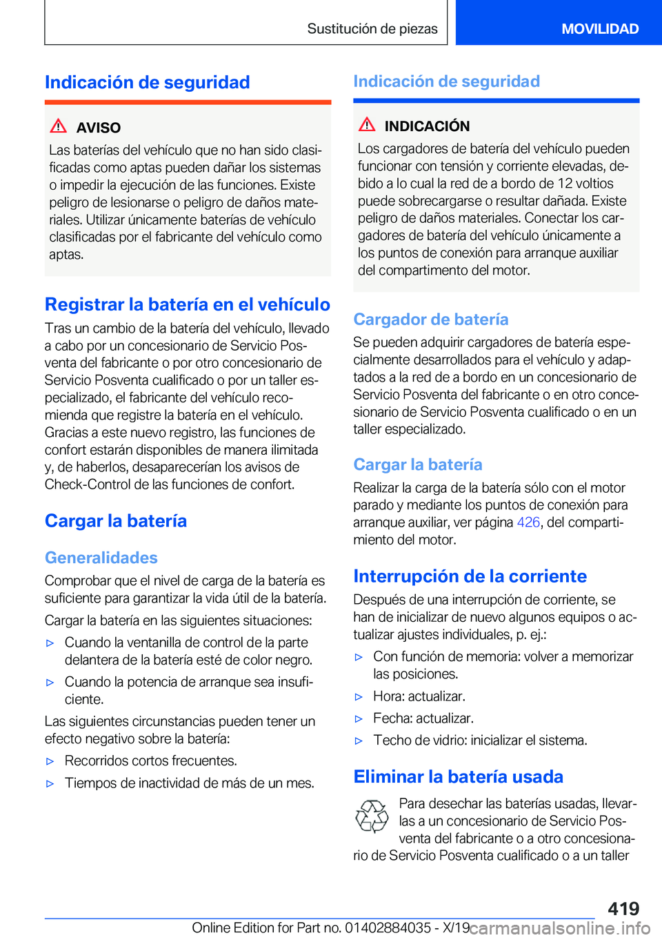 BMW 7 SERIES 2020  Manuales de Empleo (in Spanish) �I�n�d�i�c�a�c�i�