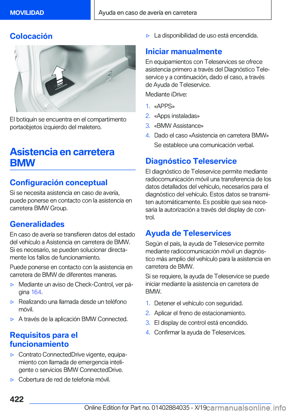 BMW 7 SERIES 2020  Manuales de Empleo (in Spanish) �C�o�l�o�c�a�c�i�