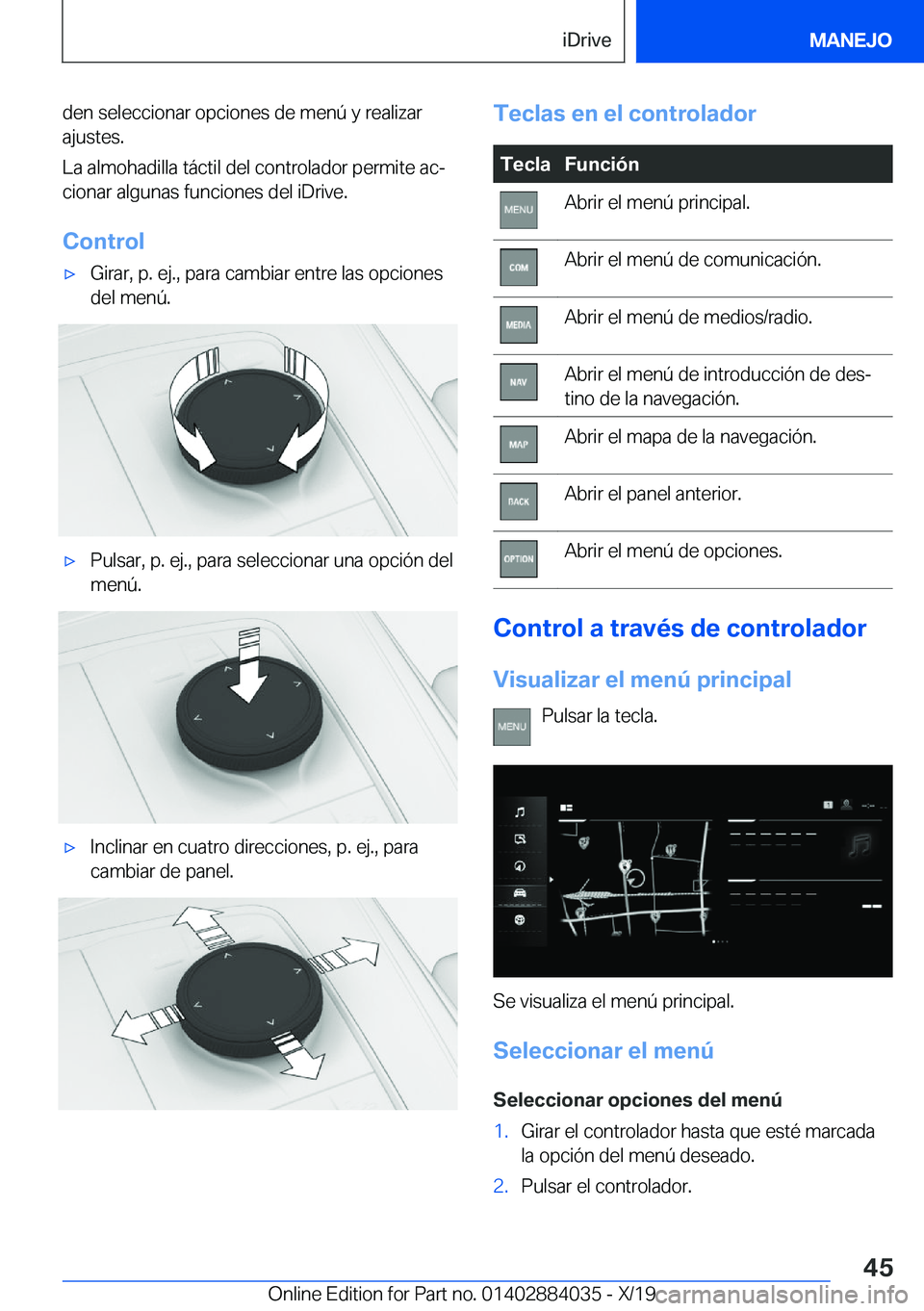 BMW 7 SERIES 2020  Manuales de Empleo (in Spanish) �d�e�n��s�e�l�e�c�c�i�o�n�a�r��o�p�c�i�o�n�e�s��d�e��m�e�n�