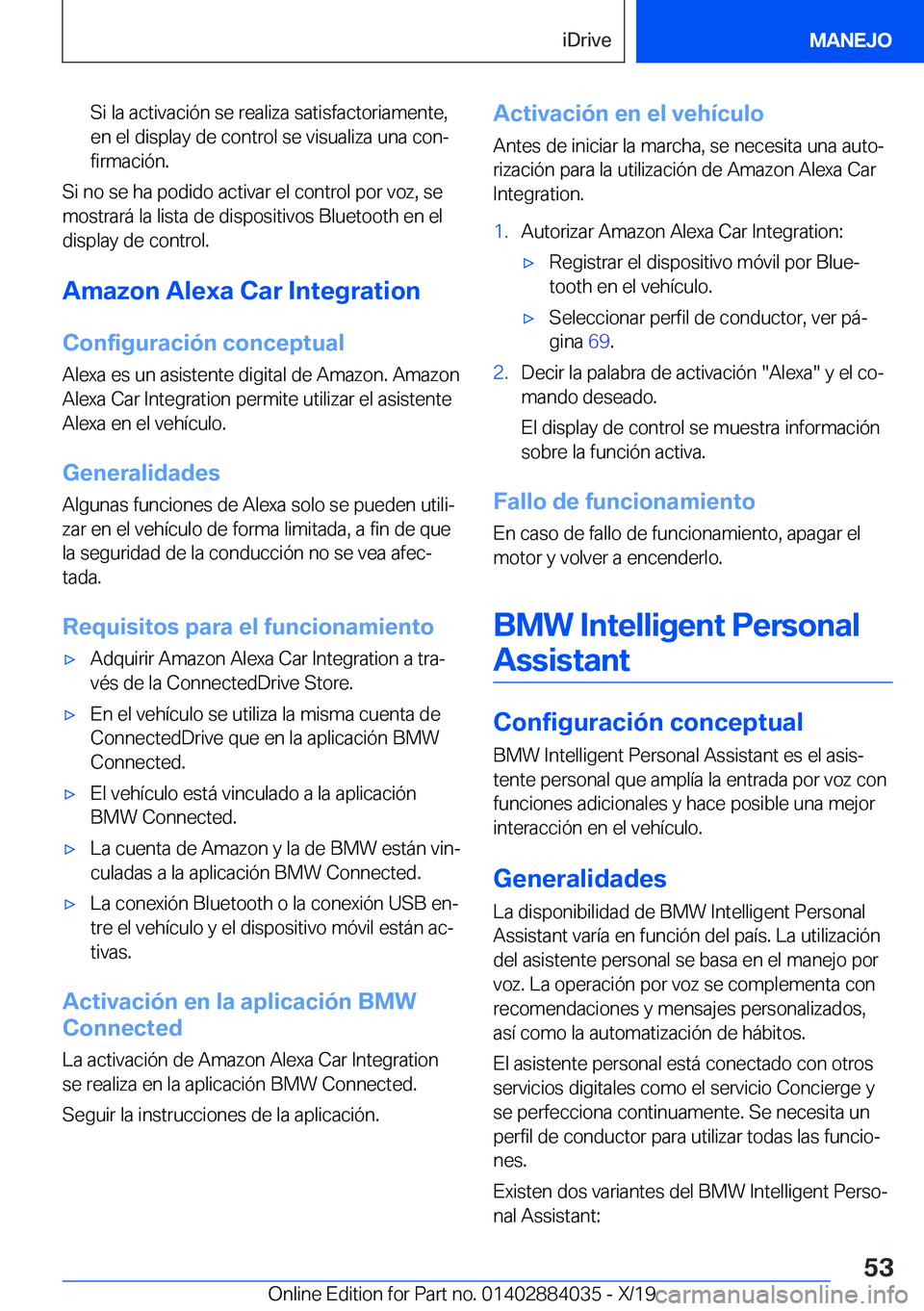 BMW 7 SERIES 2020  Manuales de Empleo (in Spanish) �S�i��l�a��a�c�t�i�v�a�c�i�
