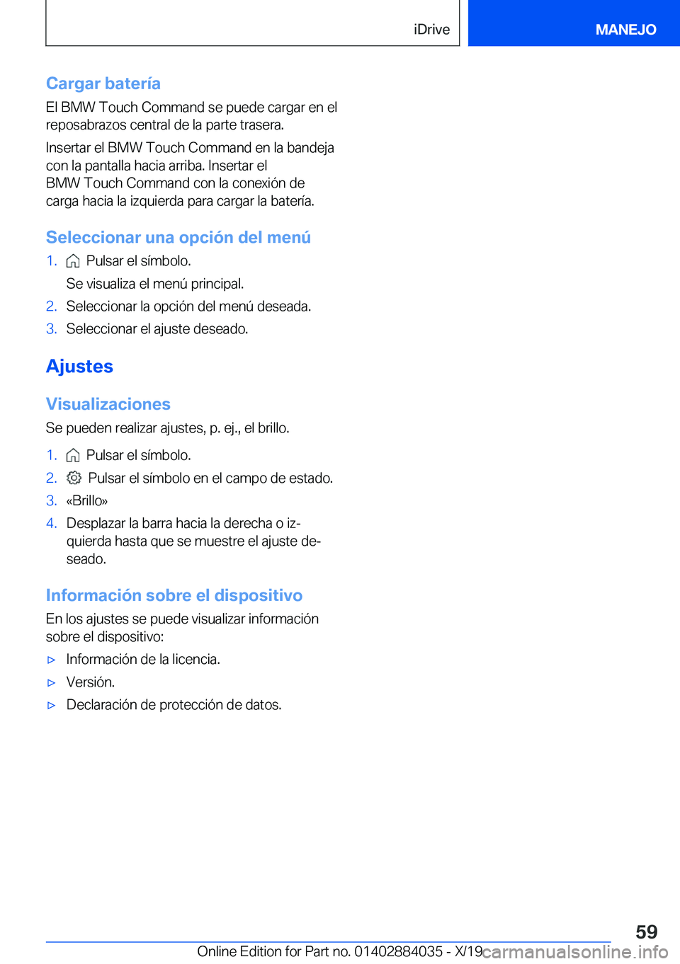 BMW 7 SERIES 2020  Manuales de Empleo (in Spanish) �C�a�r�g�a�r��b�a�t�e�r�