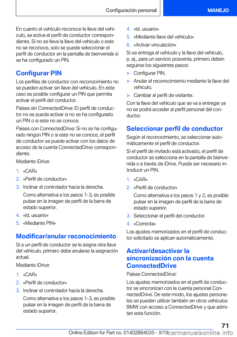 BMW 7 SERIES 2020  Manuales de Empleo (in Spanish) �E�n��c�u�a�n�t�o��e�l��v�e�h�