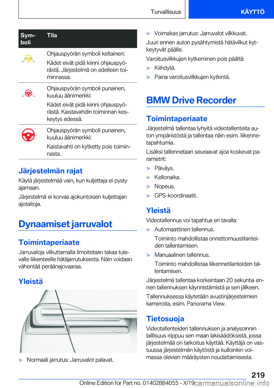 BMW 7 SERIES 2020  Omistajan Käsikirja (in Finnish) �S�y�mj
�b�o�l�i�T�i�l�a�O�h�j�a�u�s�p�y�