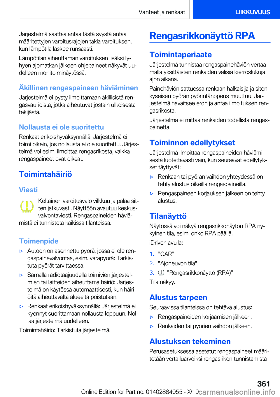 BMW 7 SERIES 2020  Omistajan Käsikirja (in Finnish) �J�