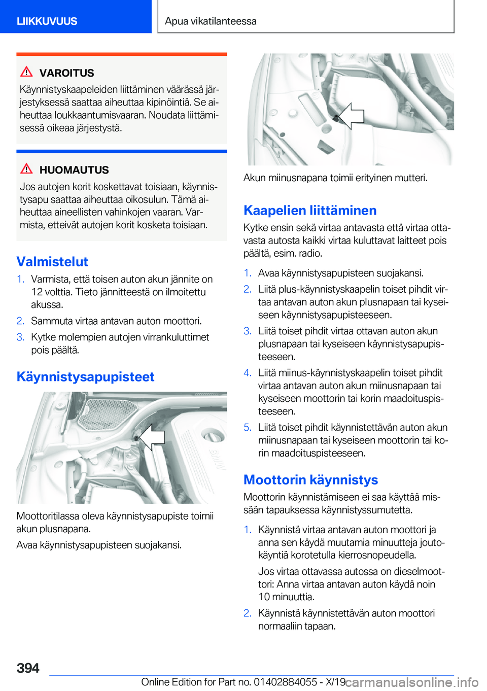 BMW 7 SERIES 2020  Omistajan Käsikirja (in Finnish) �V�A�R�O�I�T�U�S
�K�